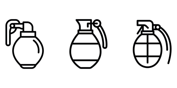 grenade outline or line icon design bundle.