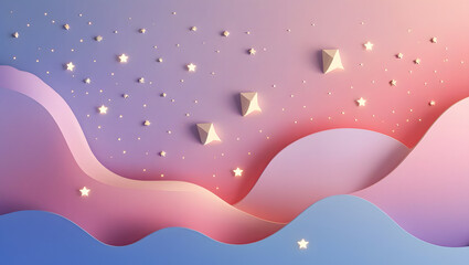 Pink heart illustration: abstract love background design for Valentine's Day card, winter holiday banner, or festive wallpaper