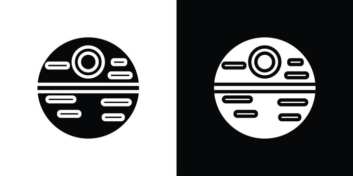 Death star icon. Black and white silhouette. Icon vector