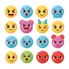 set of funny cartoon smileys