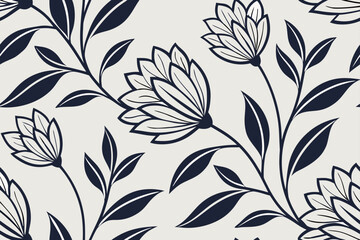 Dark Floral Pattern On Light Background seamless damask