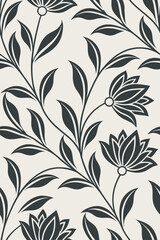 Elegant floral vines with dark leaves seamless pattern