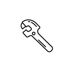 Adjustable Wrench Icon. Spanner Tool Line Vector Illustration

