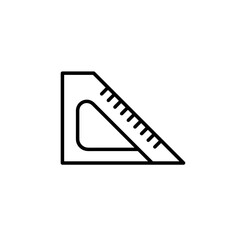 Geometric triangle ruler with measurements in black outline design  