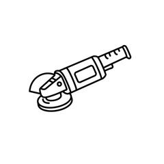 Angle grinder tool in minimalist line art style for construction use  