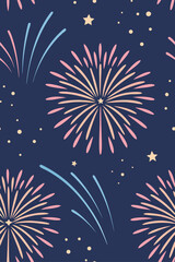 Naklejka premium Fireworks and stars pattern celebration new year