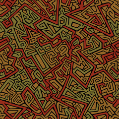 Fototapeta premium Abstract Maze Like Organic Line Pattern in Earthy Tones and Intricate Design Seamless
