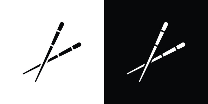 Chopsticks icon. Black and white silhouette. Icon vector