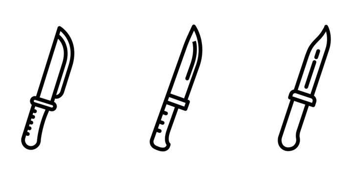 knife outline or line icon design bundle.