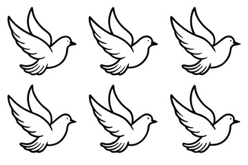 Dove & Star Minimalist Line Art Vector Set