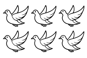 Dove & Star Minimalist Line Art Vector Set