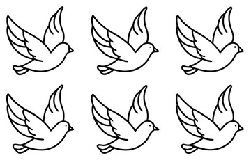 Dove & Star Minimalist Line Art Vector Set