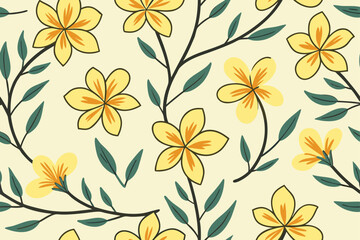 Yellow Floral Branches yellow flowers floral pattern