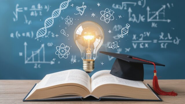 light bulb on book