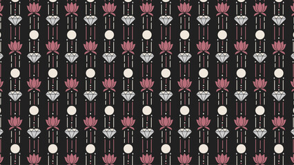 Art Deco Floral Diamond Motif Seamless Texture