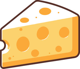 Cheese slice isolated on a transparent background