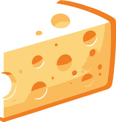 Cheese slice isolated on a transparent background