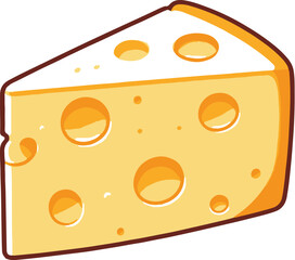 Cheese slice isolated on a transparent background