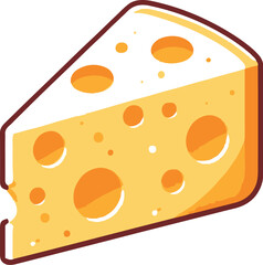 Cheese slice isolated on a transparent background