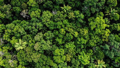 Aerial View Of Lush Green Forest Canopy Forming Natural Pattern With Randomness and Texture