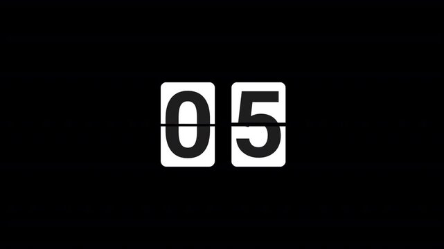 30 seconds countdown timer with transperent back graound. 30 second Flip Countup Timer Animation from 0 to 30 with, Vibrant Digital Effects with alpha chanel in 4k.