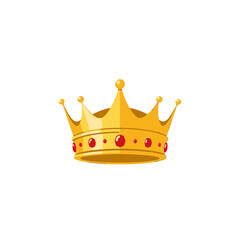 Fototapeta premium Vector Illustration of Royal Crown with Gold and Red Gemstones in Elegant Vintage Style