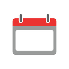 Minimalist Vector Calendar Icon with Red and Gray Color Scheme in Flat Style for Business Branding