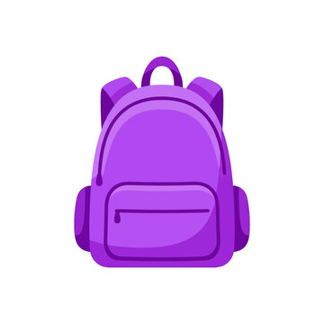 Vector Illustration of Backpack in Modern Minimalist Style Featuring Bold Purple Color