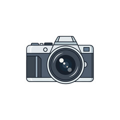Vector Illustration of Camera Icon in Modern Minimalist Style with Gray and Black Colors
