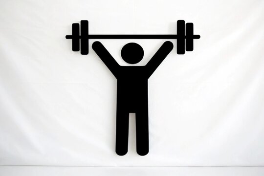 Generated title for Minimalist Weightlifting Icon with Stick Figure and Barbell for Fitness Symbol
