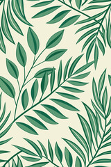 Fototapeta premium Green leaves on cream background leaf plant