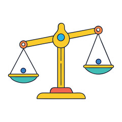 Seesaw balance scale in bright colors, with red and blue seats on each side, yellow beam, and green base, perfect for playful learning about balance and weight.
