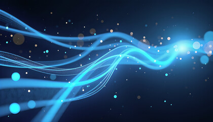 Obraz premium Abstract Digital Blue Light Waves with Glowing Particles