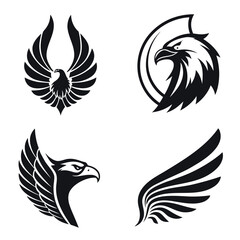 Obraz premium Bold Eagle Silhouette Logos A Collection of Strong Avian Emblems for Branding and Design Projects