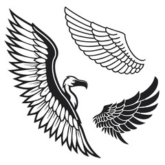 Obraz premium Eagle and Wings Tattoos Depicting Power and Freedom with Bold Black and White Aesthetic