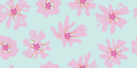 Abstract hand drawn floral seamless patterns. Illustration for fabric, textiles, clothing, wall art, printing and design project, etc.