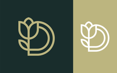 Combination letter D with Flower logo design vector illustration for decoration, boutique, wellness, beauty salon and other businesses
