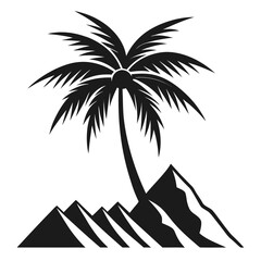 Palm Tree Silhouette Paired with Mountain