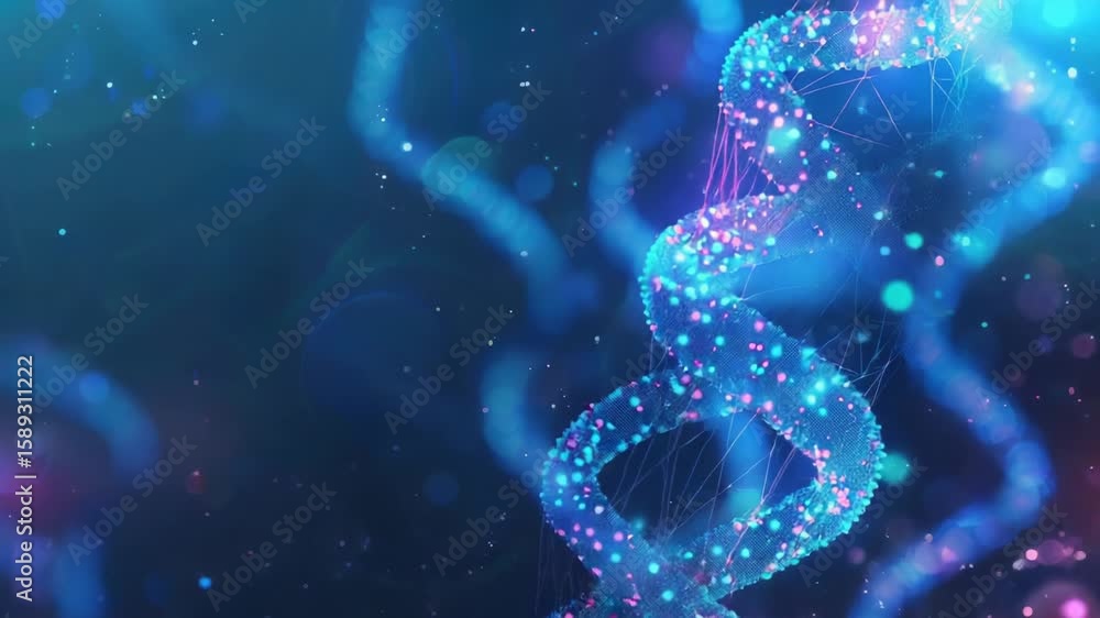Poster a 3d illustration of dna molecule showing its double helix structure and nucleotide bases