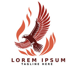 Obraz premium Majestic Eagle Flying Through Flames Power and Strength Symbol