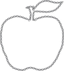 シルバーチェーンの手描きりんごシルエットイラスト　Adobe Illustrator Artwork
