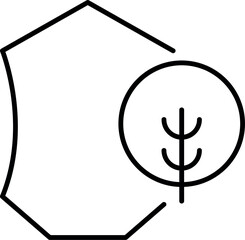 Tree by Shield Minimalistic Linear Sign for Web and Graphic Design, Apps, Banners, Social Network and Cards