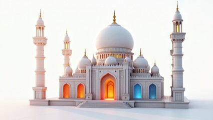 Detailed illustration of a white mosque.