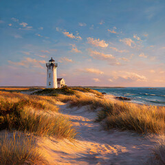 Sunset at Hanaford Lighthouse Dunes