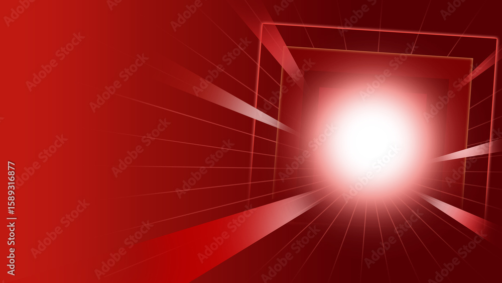 Poster red abstract background glowing light geometric lines square tunnel dynamic energy modern digital st