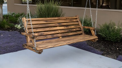 Rustic Wooden Swing Bench Outdoor Patio Garden