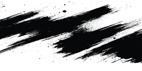 Inky Brush Stroke Grunge Vector Background – Dark Artistic Painted Texture with Distressed Scratch Elements for Design Projects. Vector Ink Brush Texture Set