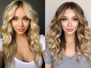Hair Color Transformation with Curly Waves