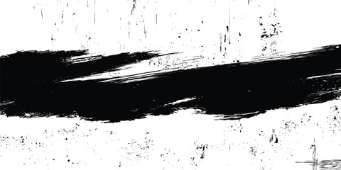 Rough Edge Black Brush Stroke Vector – Dry Ink Grunge Texture for Backgrounds, Flyers, Posters and Artistic Compositions. Dark Artistic Painted Texture with Distressed Scratch Elements for Design 