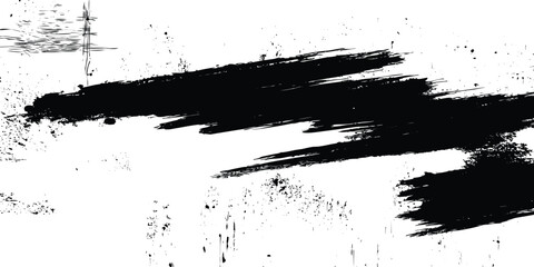 Messy Black Ink Brush Vector Elements – Scratchy Hand-Painted Dry Brush Texture for Distressed Modern Design.  Dry Ink Grunge Texture for Backgrounds, Flyers, Posters and Artistic Compositions